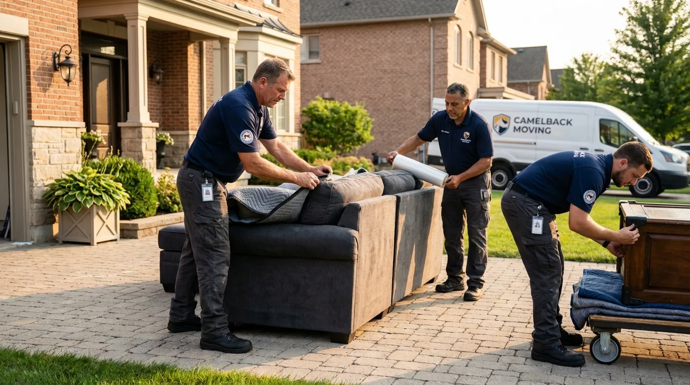 Large estate moving crew wrapping furniture in Cullowhee, NC